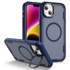For iPhone 14 / 13 Case Compatible with MagSafe Lens Frame Kickstand TPU + PC Shockproof Phone Cover - TechGearPal