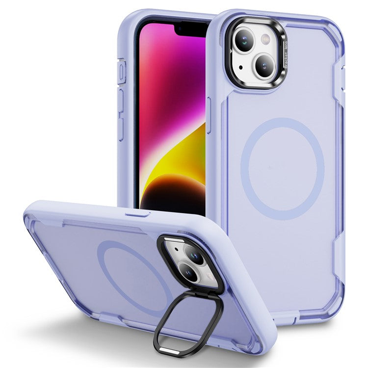 For iPhone 14 / 13 Case Compatible with MagSafe Lens Frame Kickstand TPU + PC Shockproof Phone Cover - TechGearPal
