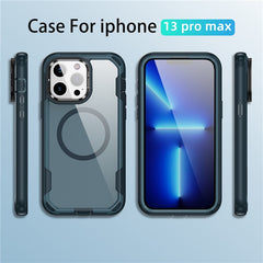 For iPhone 13 Pro Max Case Compatible with MagSafe Lens Frame Kickstand TPU + PC Shockproof Phone Cover - TechGearPal