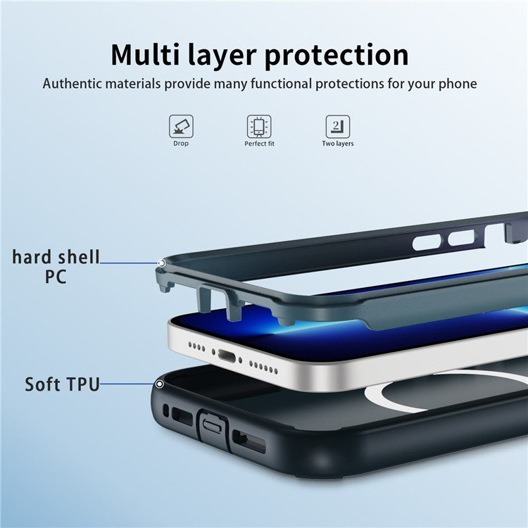 For iPhone 13 Pro Max Case Compatible with MagSafe Lens Frame Kickstand TPU + PC Shockproof Phone Cover - TechGearPal