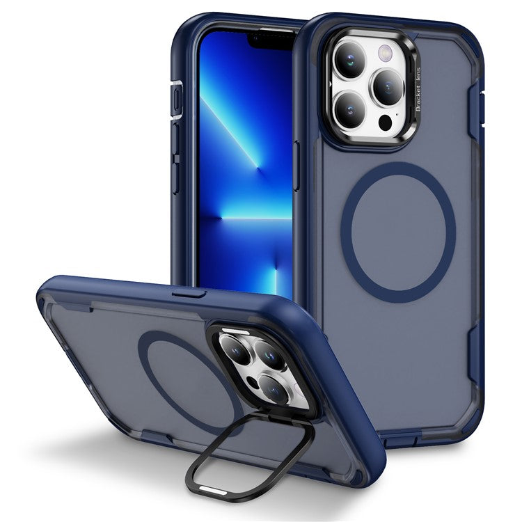 For iPhone 13 Pro Max Case Compatible with MagSafe Lens Frame Kickstand TPU + PC Shockproof Phone Cover - TechGearPal
