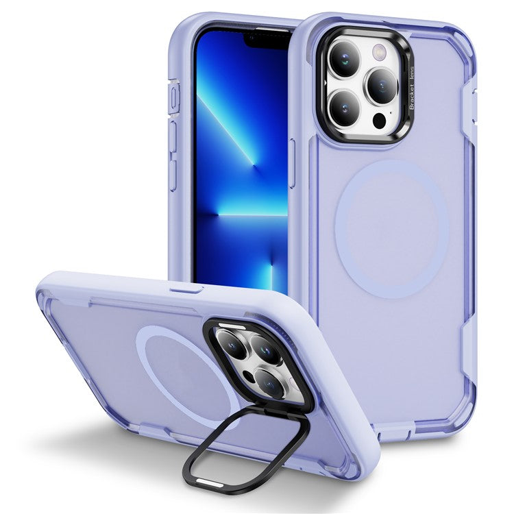 For iPhone 13 Pro Max Case Compatible with MagSafe Lens Frame Kickstand TPU + PC Shockproof Phone Cover - TechGearPal