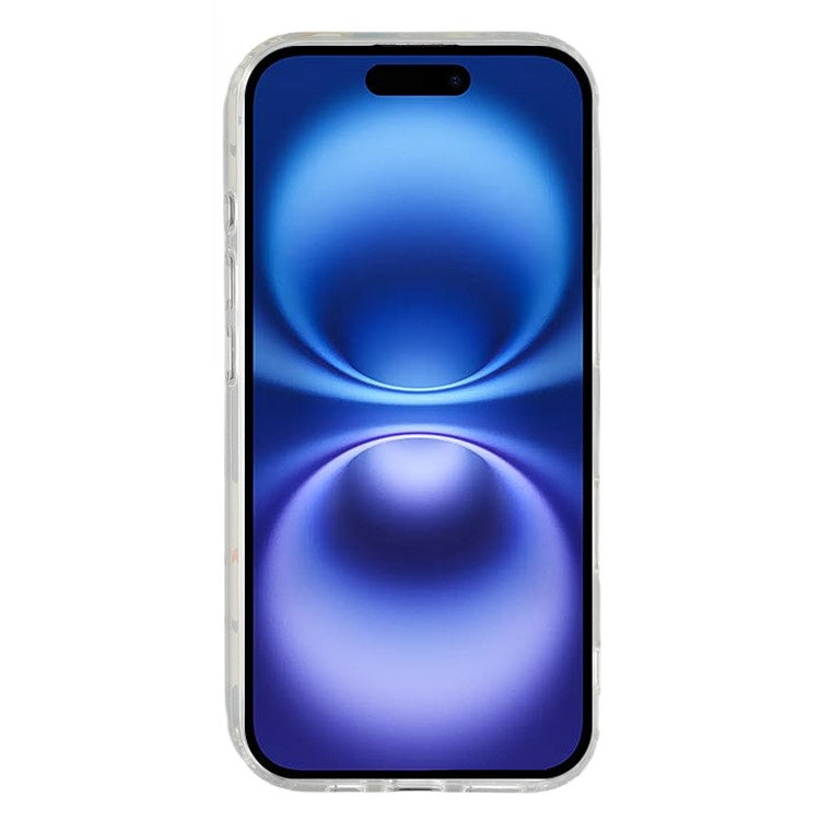 For iPhone 16 Magnetic Case IMD Flower Pattern TPU + PC Clear Back Phone Cover - TechGearPal