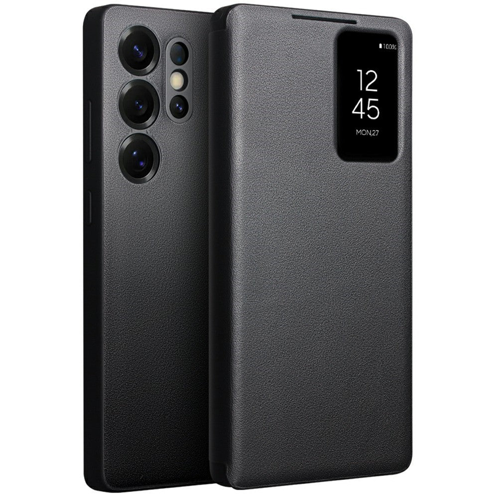 QIALINO For Samsung Galaxy S25 Ultra Case View Window Genuine Cow Leather Flip Phone Cover - TechGearPal