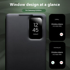 QIALINO Für Samsung Galaxy S25 Ultra Fall View Window Echtes Kuh Leder Flip Telefon Abdeckung 
