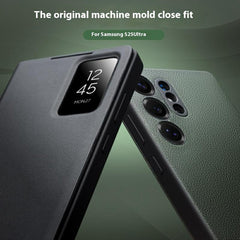 QIALINO Für Samsung Galaxy S25 Ultra Fall View Window Echtes Kuh Leder Flip Telefon Abdeckung 