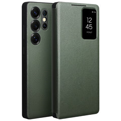 QIALINO Für Samsung Galaxy S25 Ultra Fall View Window Echtes Kuh Leder Flip Telefon Abdeckung 