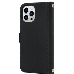 For iPhone 15 Pro Max Stand Case Cross Texture PU Leather Wallet Phone Cover with Shoulder Strap / Makeup Mirror - TechGearPal