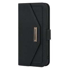 For iPhone 15 Pro Max Stand Case Cross Texture PU Leather Wallet Phone Cover with Shoulder Strap / Makeup Mirror - TechGearPal