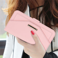 For iPhone 16 Stand Case Cross Texture PU Leather Wallet Phone Cover with Shoulder Strap / Makeup Mirror