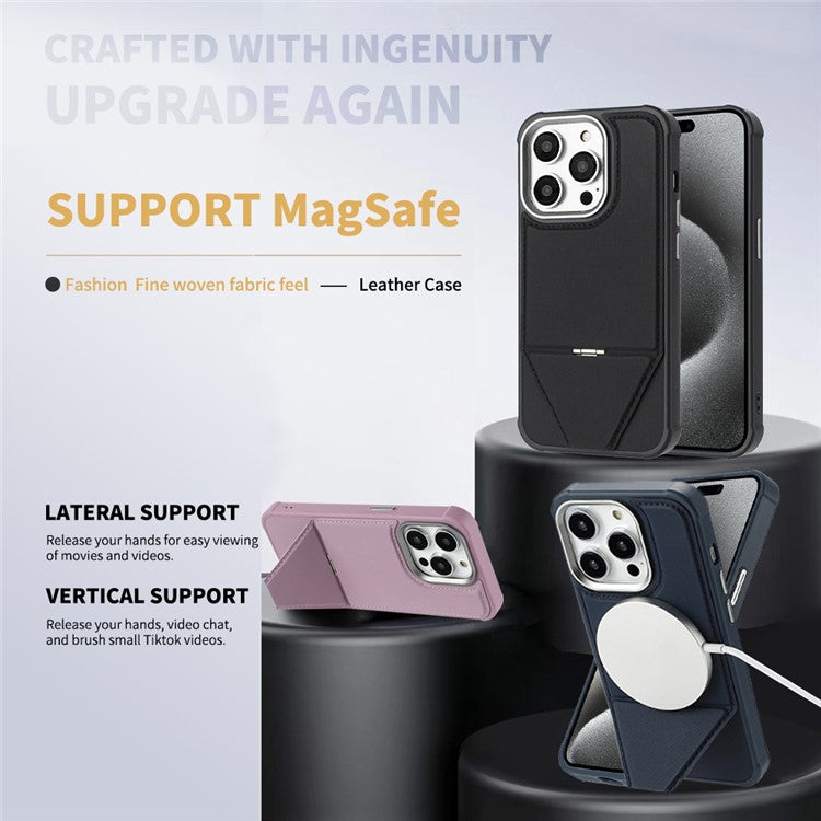 For iPhone 14 Pro Max Case Compatible with MagSafe Kickstand TPU + PU Leather Phone Cover - TechGearPal