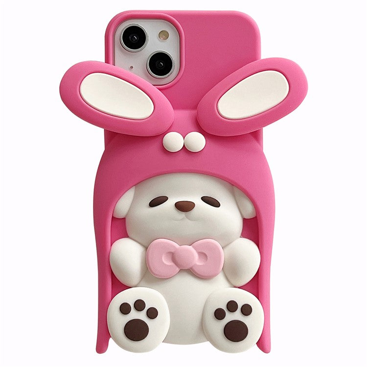 For iPhone 15 Silicone Case Cute Dopamine Dog Design Shockproof Phone Back Cover - TechGearPal