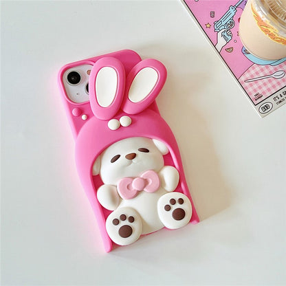 For iPhone 15 Silicone Case Cute Dopamine Dog Design Shockproof Phone Back Cover - TechGearPal