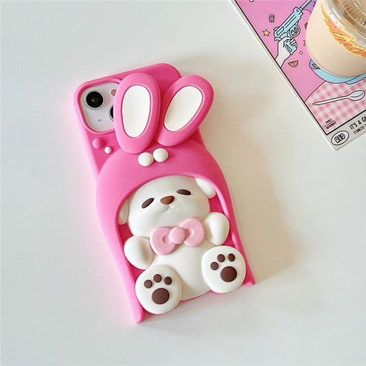 For iPhone 15 Silicone Case Cute Dopamine Dog Design Shockproof Phone Back Cover - TechGearPal