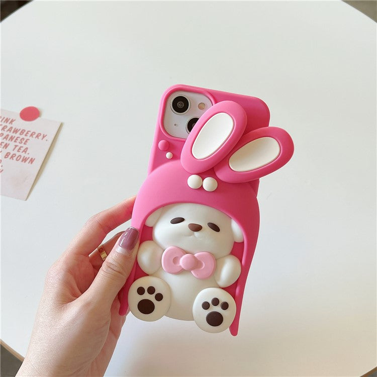 For iPhone 15 Silicone Case Cute Dopamine Dog Design Shockproof Phone Back Cover - TechGearPal