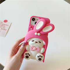 For iPhone 15 Silicone Case Cute Dopamine Dog Design Shockproof Phone Back Cover - TechGearPal