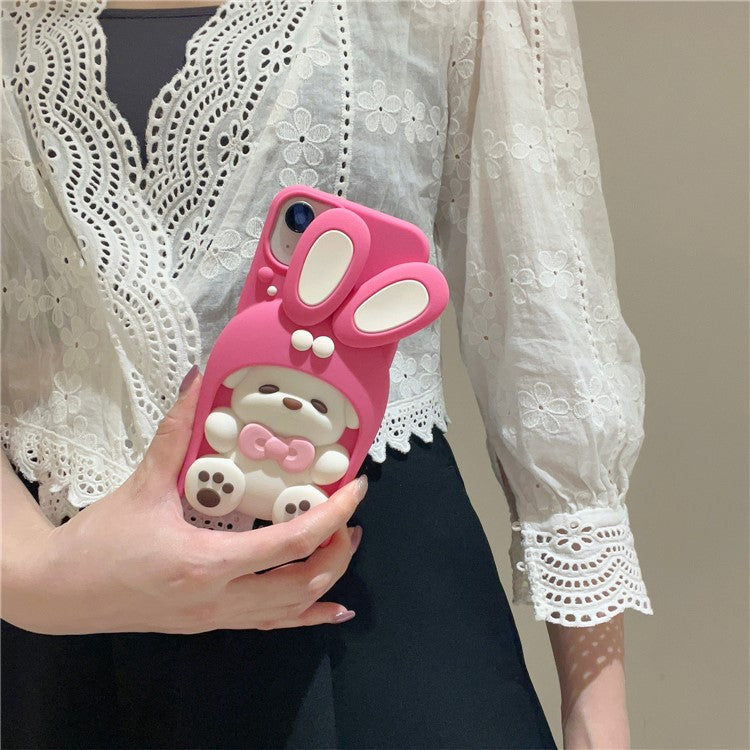 For iPhone 15 Silicone Case Cute Dopamine Dog Design Shockproof Phone Back Cover - TechGearPal
