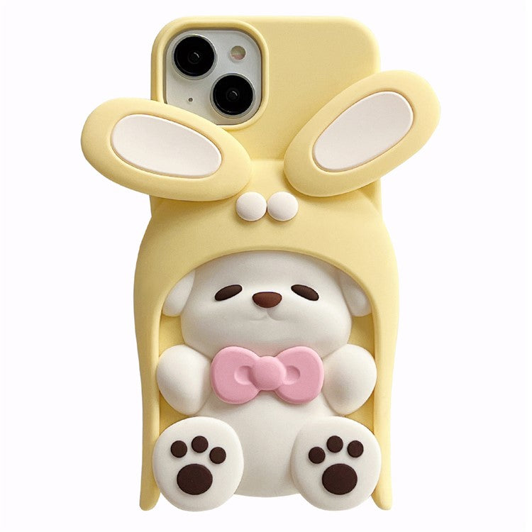 For iPhone 15 Silicone Case Cute Dopamine Dog Design Shockproof Phone Back Cover - TechGearPal