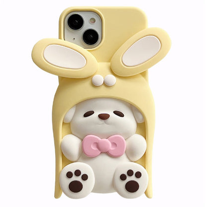 For iPhone 15 Silicone Case Cute Dopamine Dog Design Shockproof Phone Back Cover - TechGearPal