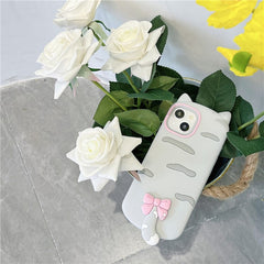 For iPhone 15 Silicone Case Cute Cat Silhouette Design Shockproof Phone Back Cover - TechGearPal