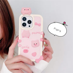 For iPhone 16 Pro Max Silicone Case Cute 3D Pig Design Shockproof Phone Back Cover