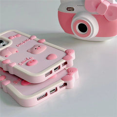 For iPhone 16 Pro Max Silicone Case Cute 3D Pig Design Shockproof Phone Back Cover