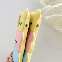 For iPhone 16 Pro Max Silicone Case Cute Three Bears Design Shockproof Phone Back Cover with Charm - TechGearPal