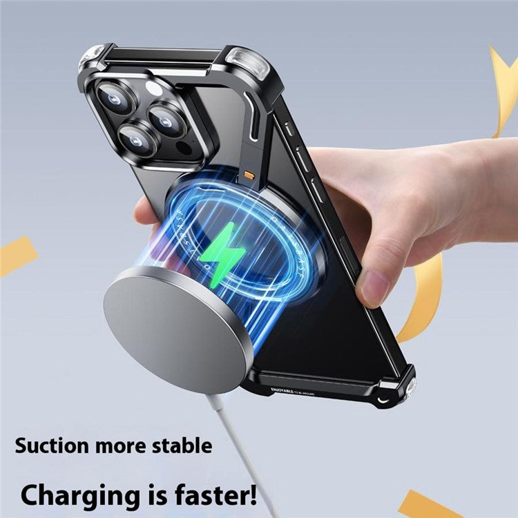 For iPhone 14 Pro Max Bumper Case Z-Shape Design Magnetic Boardless Phone Back Cover with Kickstand - TechGearPal