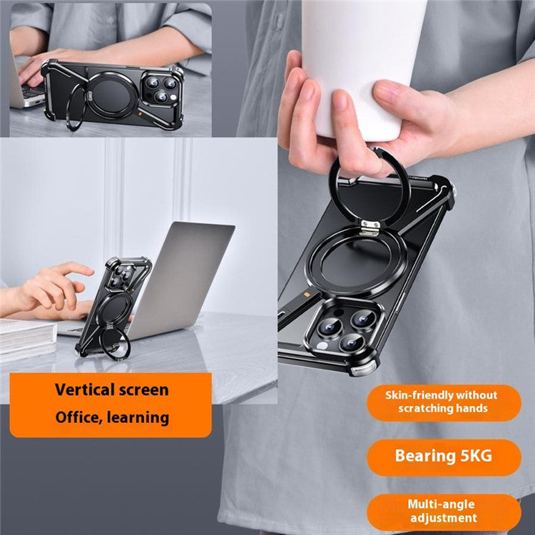 For iPhone 14 Pro Max Bumper Case Z-Shape Design Magnetic Boardless Phone Back Cover with Kickstand - TechGearPal