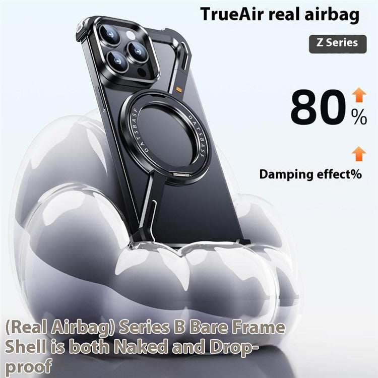 For iPhone 14 Pro Max Bumper Case Z-Shape Design Magnetic Boardless Phone Back Cover with Kickstand - TechGearPal