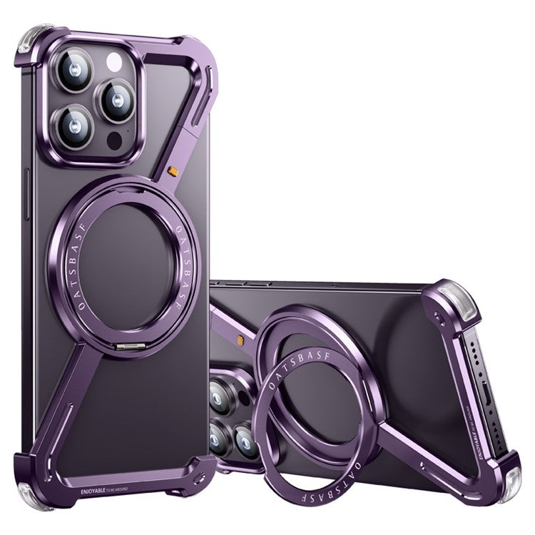 For iPhone 14 Pro Max Bumper Case Z-Shape Design Magnetic Boardless Phone Back Cover with Kickstand - TechGearPal