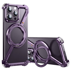 For iPhone 14 Pro Max Bumper Case Z-Shape Design Magnetic Boardless Phone Back Cover with Kickstand - TechGearPal
