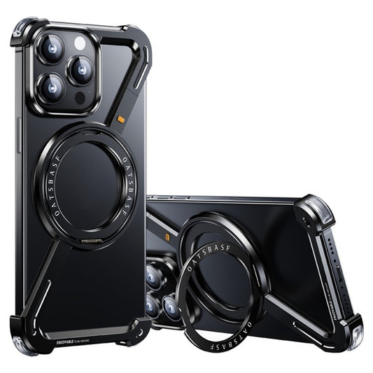 For iPhone 14 Pro Bumper Case Z-Shape Design Magnetic Boardless Phone Back Cover with Kickstand - TechGearPal
