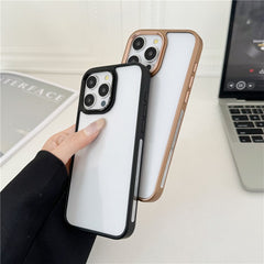 For iPhone 14 Pro Max Clear Phone Case Electroplating Edge PC Acrylic Back Cover - TechGearPal
