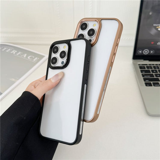 For iPhone 14 Pro Clear Phone Case Electroplating Edge PC Acrylic Back Cover - TechGearPal