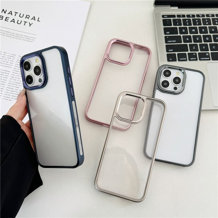 For iPhone 14 Pro Clear Phone Case Electroplating Edge PC Acrylic Back Cover - TechGearPal