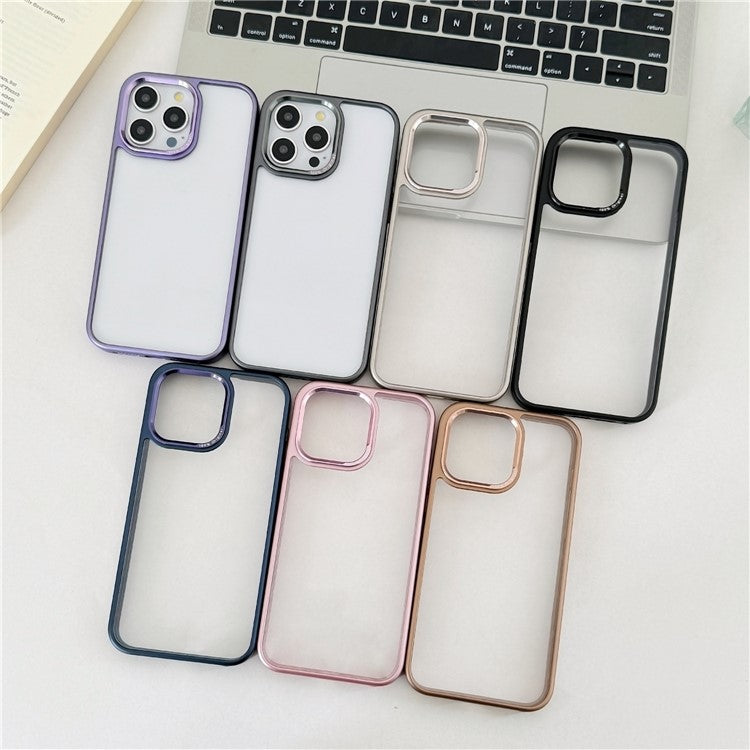 For iPhone 14 Pro Clear Phone Case Electroplating Edge PC Acrylic Back Cover - TechGearPal