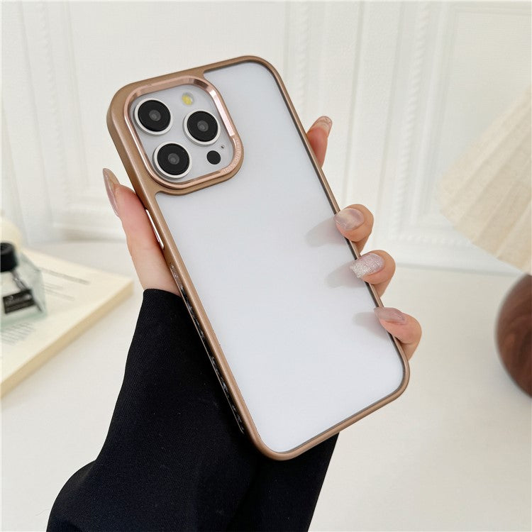 For iPhone 14 Pro Clear Phone Case Electroplating Edge PC Acrylic Back Cover - TechGearPal