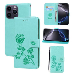 For iPhone 14 Pro Max Case Rose Pattern Leather Wallet Phone Cover with Strap - TechGearPal