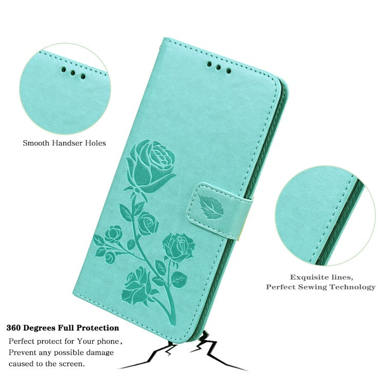 For iPhone 14 Pro Max Case Rose Pattern Leather Wallet Phone Cover with Strap - TechGearPal