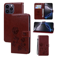 For iPhone 14 Pro Max Case Rose Pattern Leather Wallet Phone Cover with Strap - TechGearPal