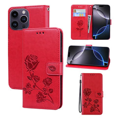 For iPhone 14 Pro Max Case Rose Pattern Leather Wallet Phone Cover with Strap - TechGearPal