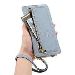 ESEBLE E11 For iPhone 14 Pro Max Case Zipper Pocket Litchi Texture Leather Phone Cover with Mirror and Wrist Strap - TechGearPal
