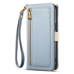 ESEBLE E11 For iPhone 14 Pro Max Case Zipper Pocket Litchi Texture Leather Phone Cover with Mirror and Wrist Strap - TechGearPal