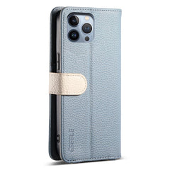 ESEBLE E11 For iPhone 14 Pro Max Case Zipper Pocket Litchi Texture Leather Phone Cover with Mirror and Wrist Strap - TechGearPal