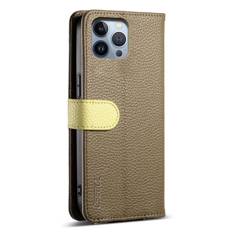 ESEBLE E11 For iPhone 14 Pro Case Zipper Pocket Litchi Texture Leather Phone Cover with Mirror and Wrist Strap - TechGearPal
