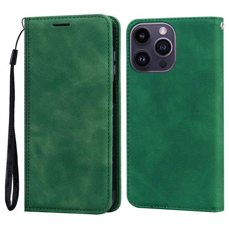 For iPhone 14 Pro Max Case Business Style Magnetic Closure Leather Phone Cover with Strap - TechGearPal