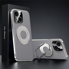 For iPhone 14 Case Compatible with MagSafe Leather TPU Back Cover with Hidden Kickstand - TechGearPal