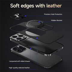 For iPhone 13 Pro Max Case Compatible with MagSafe Leather TPU Back Cover with Hidden Kickstand - TechGearPal