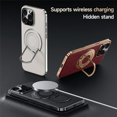 For iPhone 13 Pro Max Case Compatible with MagSafe Leather TPU Back Cover with Hidden Kickstand - TechGearPal
